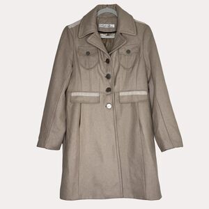 Kenneth Cole Wool Blend Trench Coat Jacket Tan 12 bv